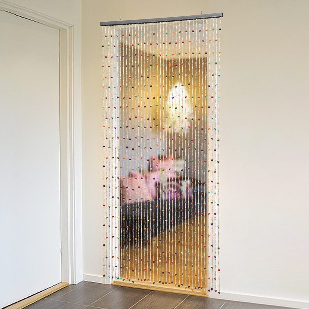 Natural Bamboo Beaded Curtain Colorful Boho Bamboo Beaded Window Doors Divider