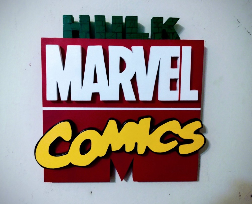 Marvel Comics 3D Wooden Wall Decor Hulk Logo