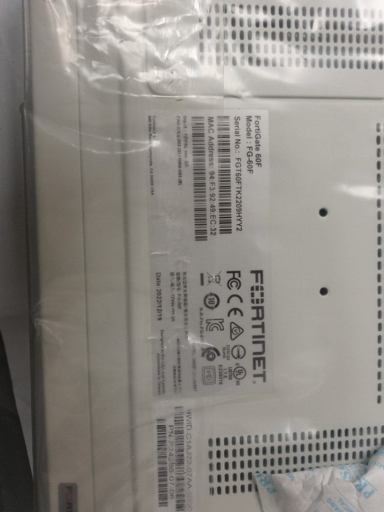 Fortinet FortiGate-60F Network Security Firewall