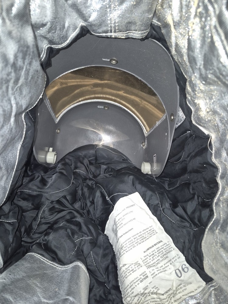 Fireman's Aluminumized Over Pants & Helmet - Medium 34-37