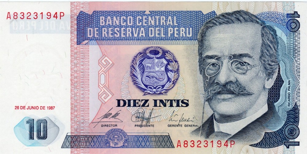 Banknote Peru P129 10 Intis 1987