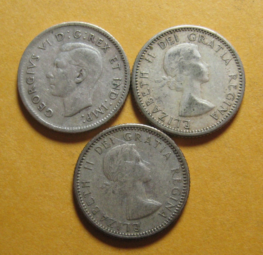 3 - Canada 10 Cents - Silver - * Pre '67 80% Silver * - (P4849)