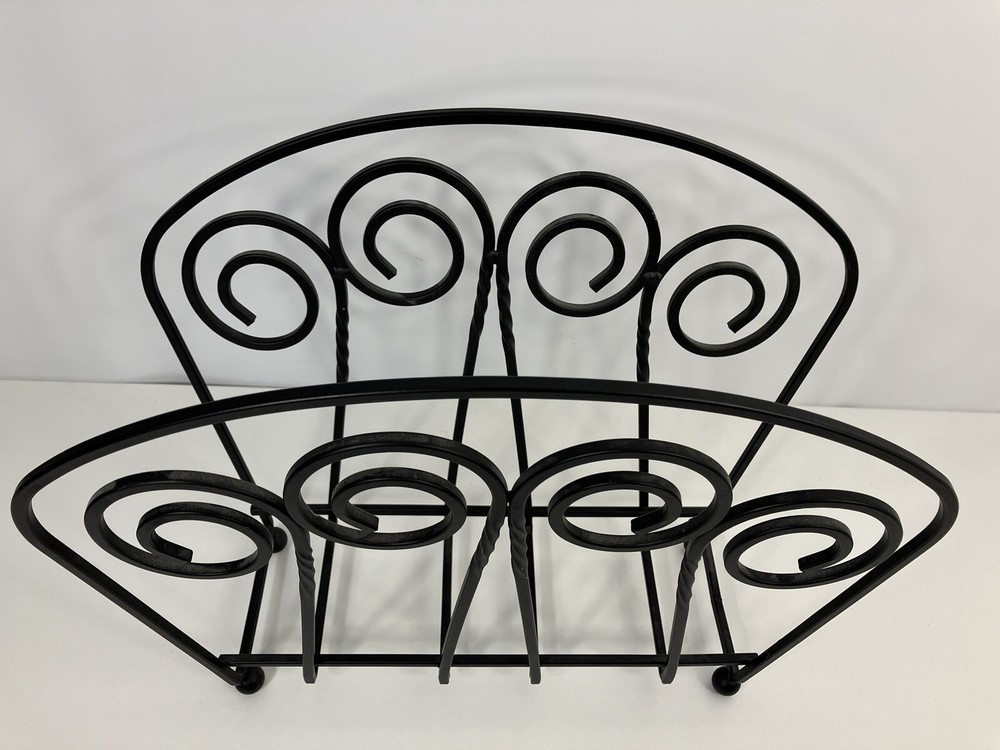 Wrought Iron Black Scroll Magazine Rack Holder