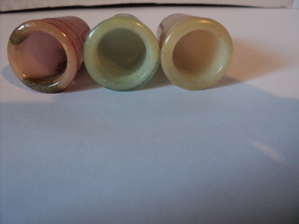 Three Large Alabaster thimbles - 3 Colors - Excellent Condition - Really Nice!