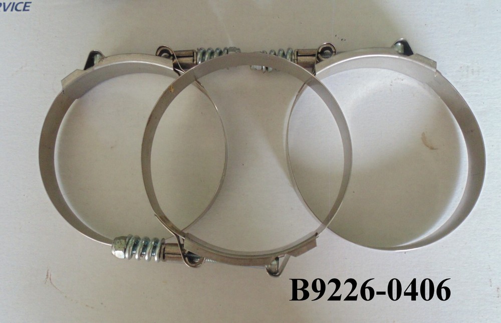 3- Pack - B9226-0406 Spring Loaded T-Bolt Clamp Diameter Range: 4.06" - 4.38"