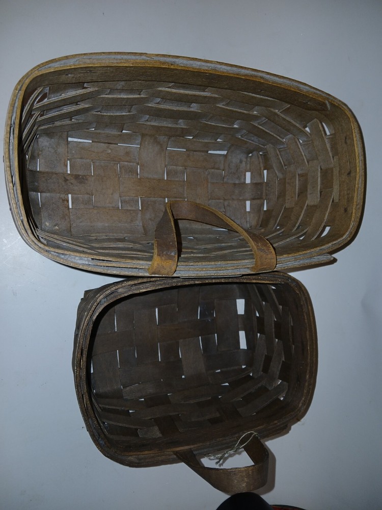 1981 1 Longaberger Keepsake Basket w/Leather Handle & 1 Smaller Signed 1981