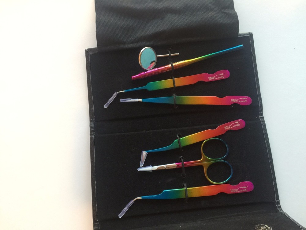 Multi color Rainbow Tweezer kit for eyelash extension 6pcs
