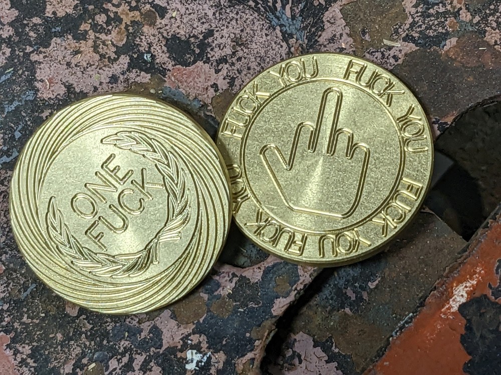 One F Coin Stonewashed No Patina