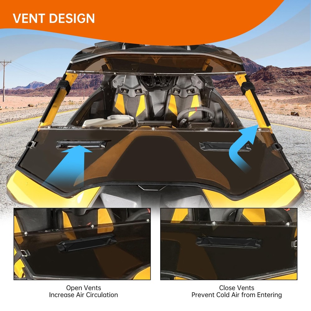 Front Full Vented Windshield Compatible with 2024+ Can-Am Maverick R clear