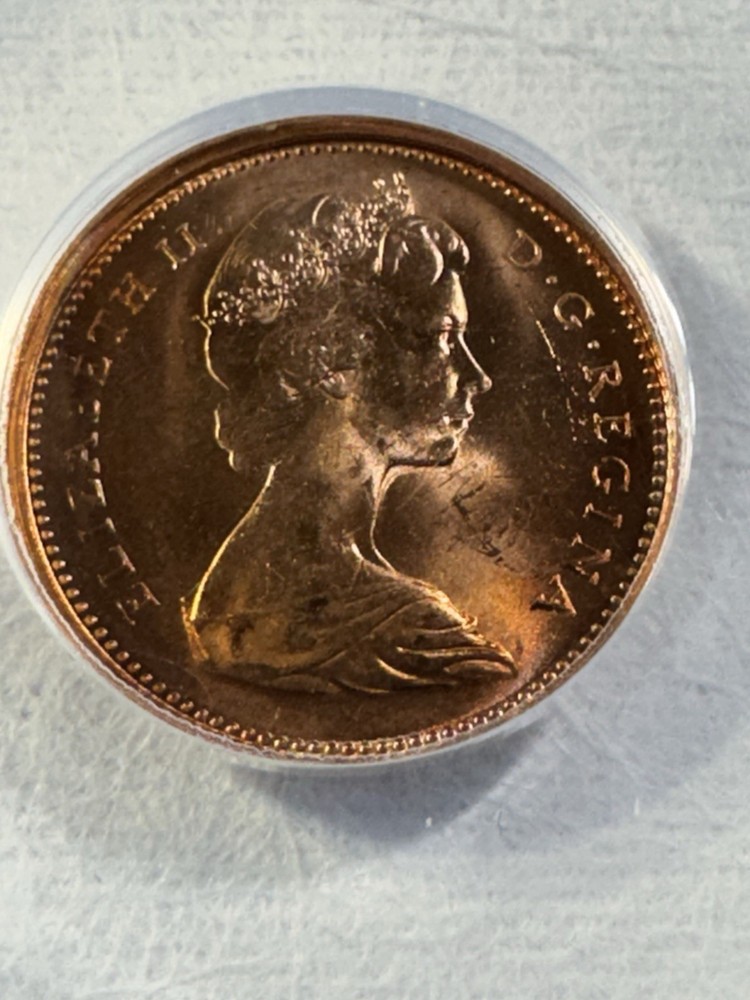 1965 Canada 1 Cent Type 4 Large Beads Pointed 5 Graded MS 64 RD by ANACS