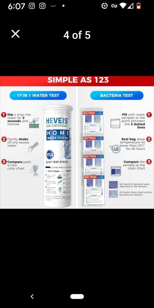 21-in-1 Home Drinking Water Testing Kit - 120 Strips + 4 Bacteria Tests - Tap...