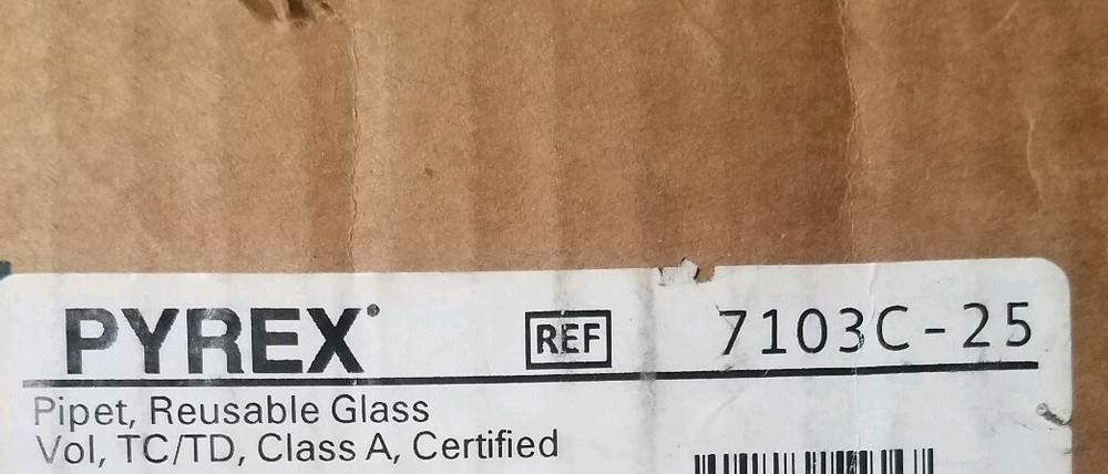 PYREX 25 mL Volumetric Pipets, Serialized/Certified, TC/TD, Class A
