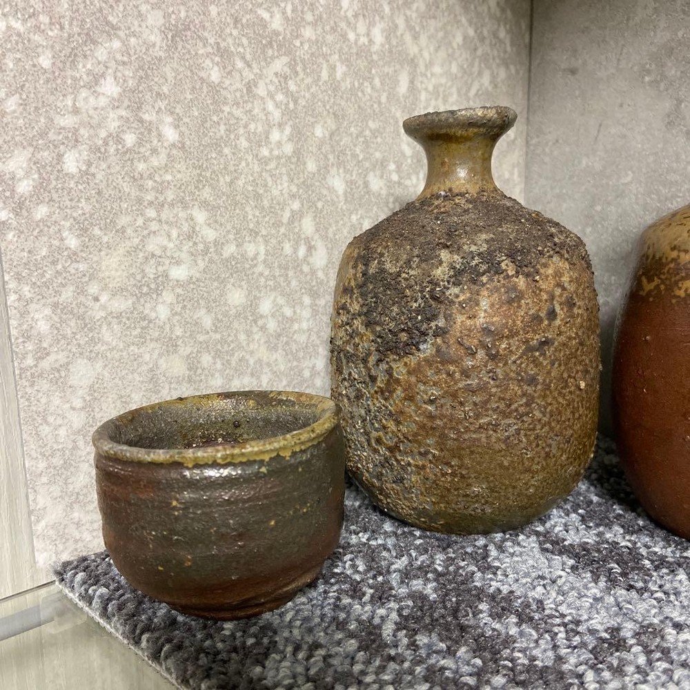 Bizen ware sake set Y sake bottle sake cup