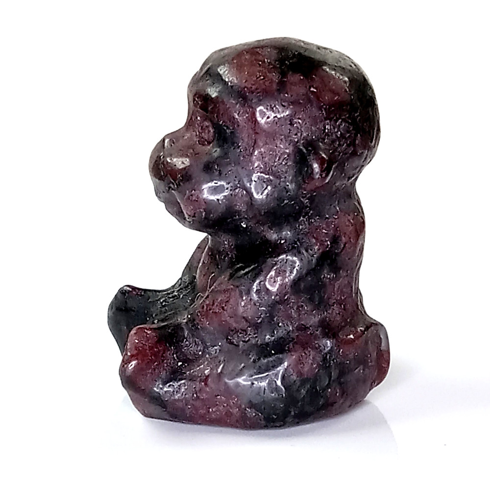 Garnet Crystal Monkey – Deep Red Natural Stone Carving – 51g | A35