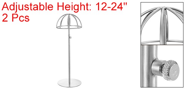 2 Pack Metal Hat Display Stand Adjustable Tabletop Wig Holder Silver