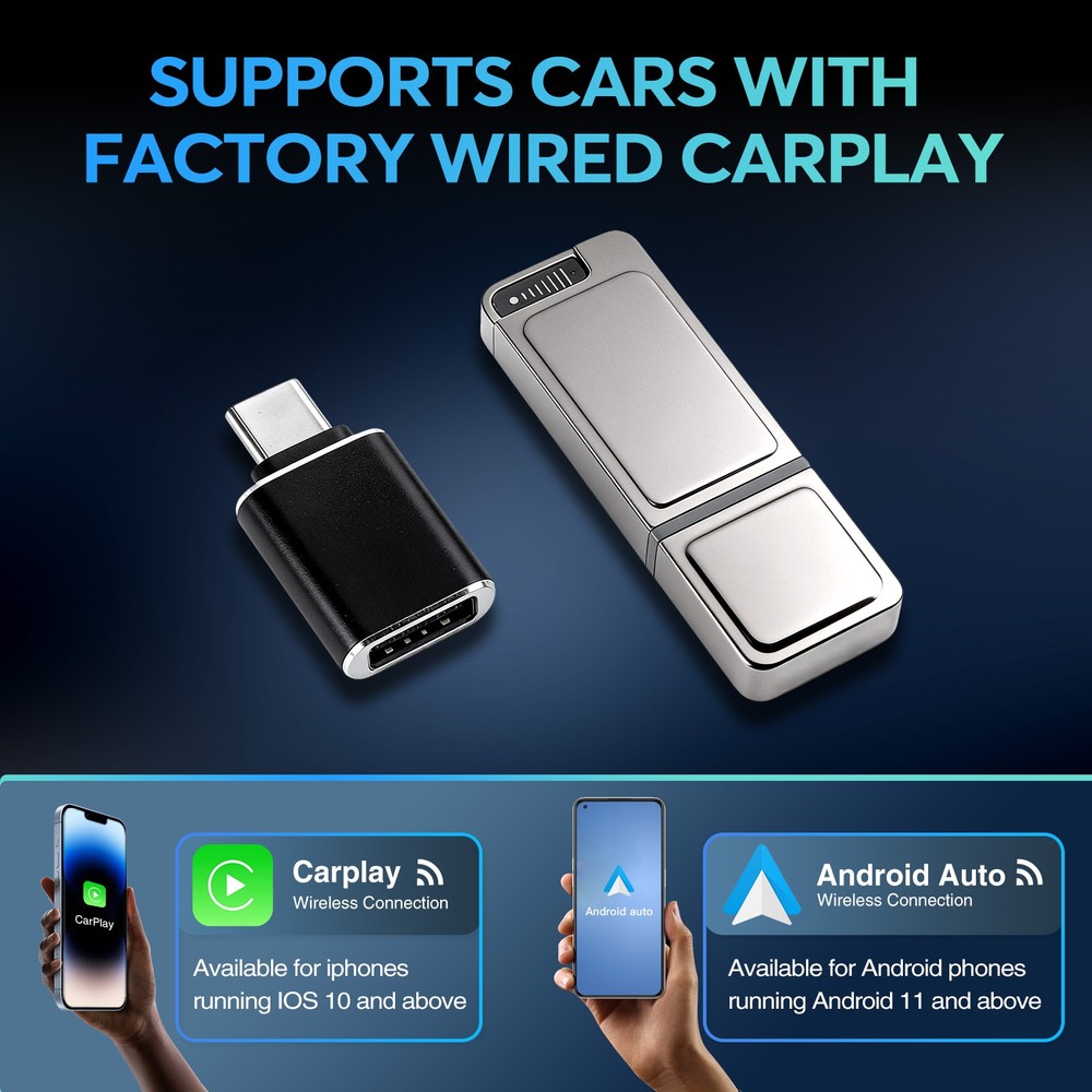 Andream Wireless CarPlay Adapter for Apple iPhone Multi-User Seamless Connection