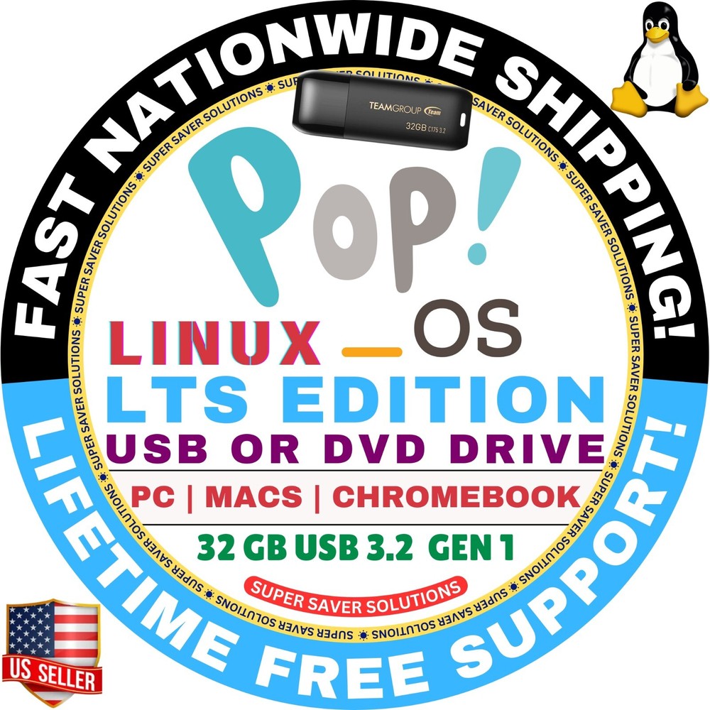 POP!_OS Linux 22.04 LTS & LTS (NVIDIA) / DVD or BOOTABLE USB Flash Drive Pop OS