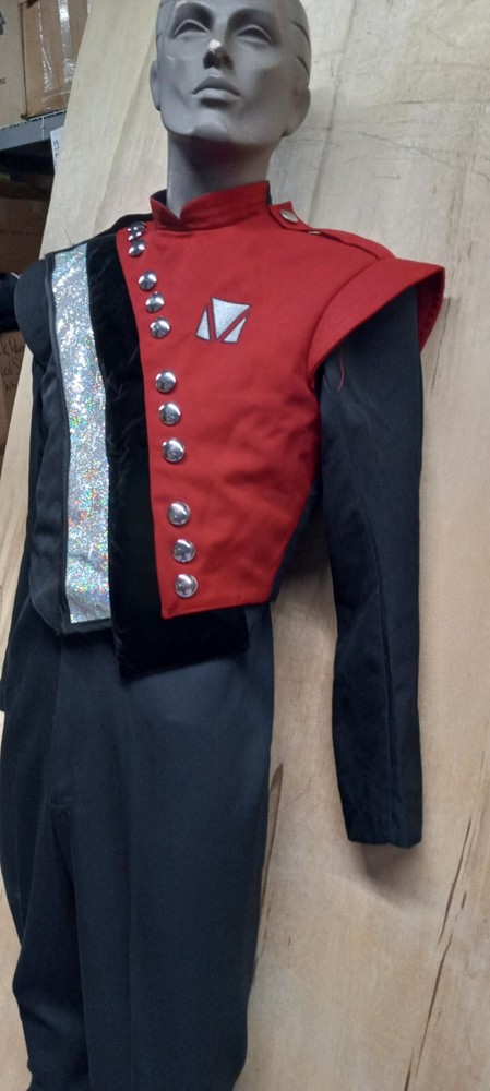 Used Marching Band Uniform Jacket (size 38Regular/Black red and silver)