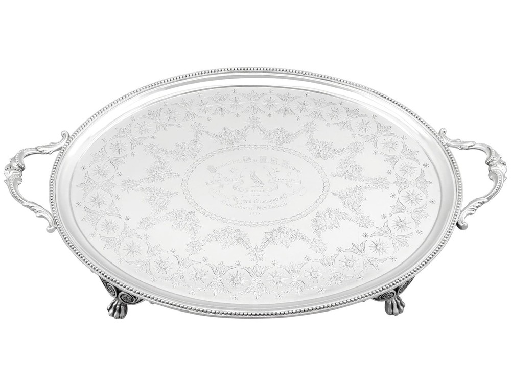 Antique Victorian Sterling Silver Tray (1870)