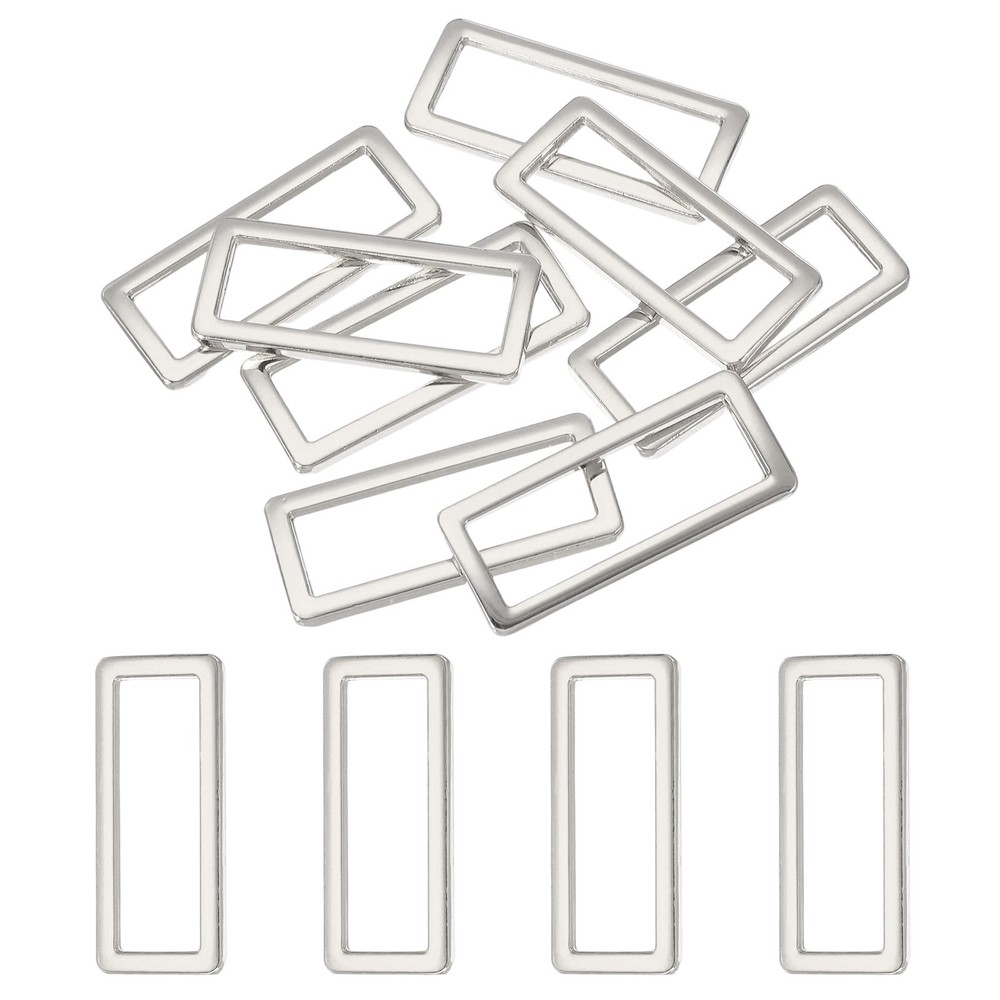 8pcs 1-1/2inch Metal Flat Rectangle Ring Buckle Silver