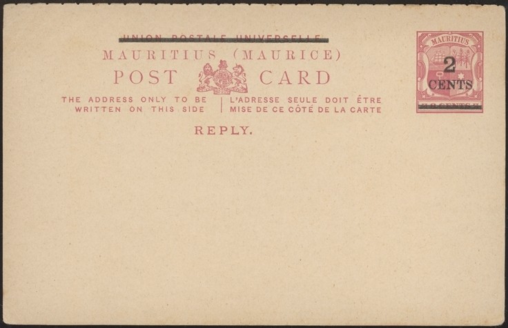 MAURITIUS, 1900. Post Card  Reply H&G 19a, Mint