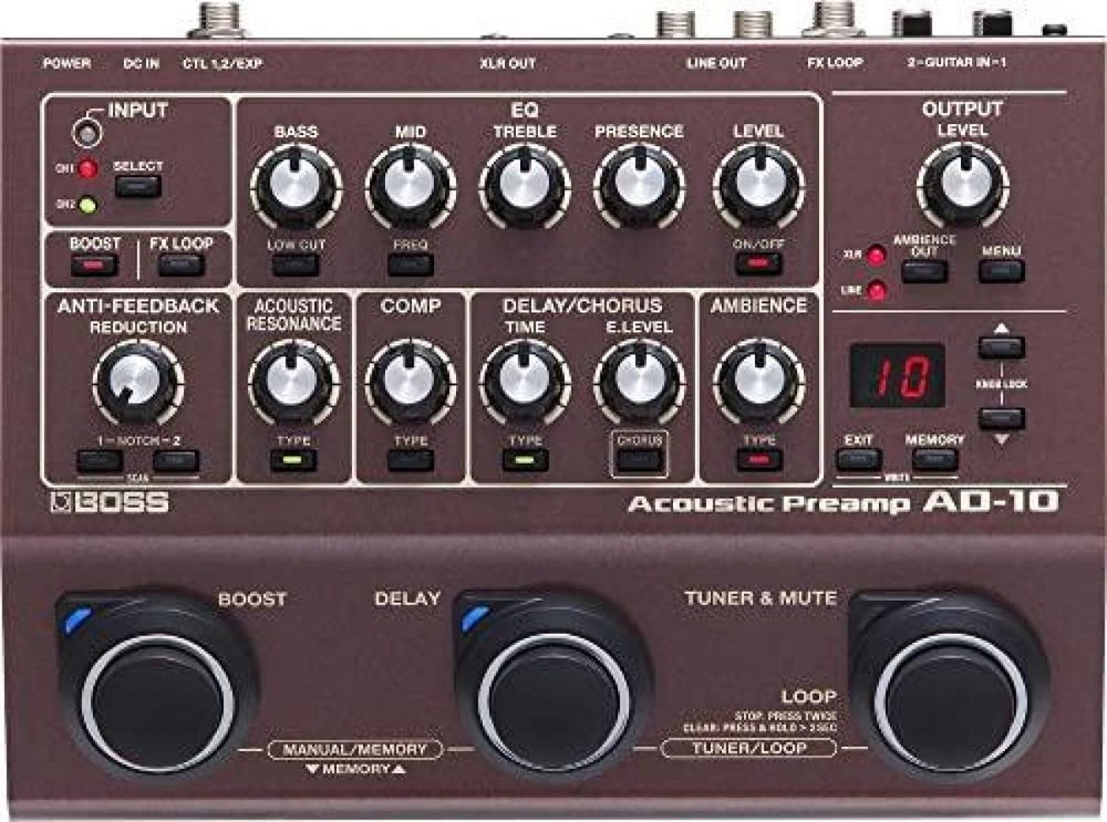 Boss AD-10 Acoustic Preamp Processor Effects Pedal New in Box