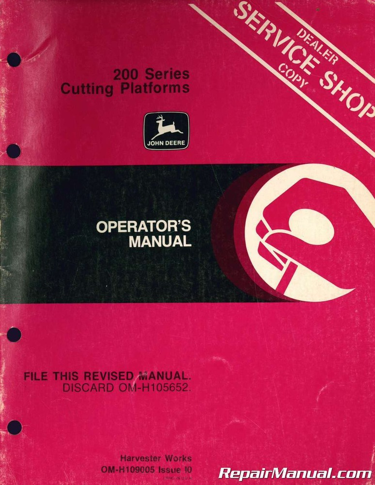 John Deere 200 Series Cutting Platforms Operators Manual