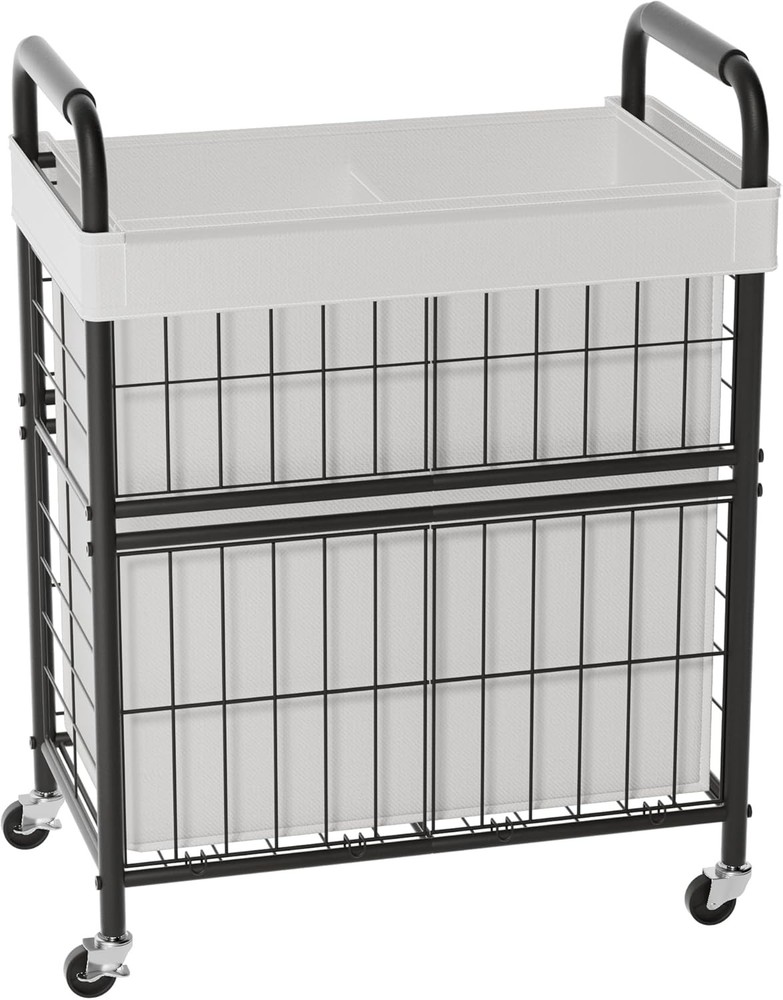 Laundry Hamper 3 Section 145L Rolling Laundry Sorter Basket W/ Wheels