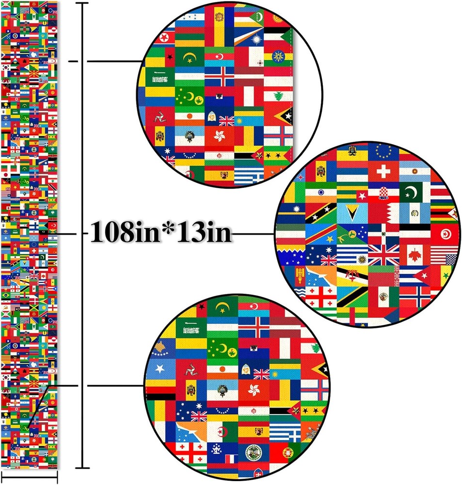 Nepnuser International Flag Table Runner 13" x 108", Multi-color