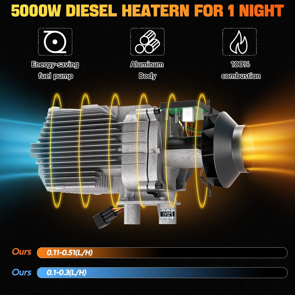 Diesel Car Heater All-in-one 12V 5KW LCD Remote Control For Bus Car RV Indoors