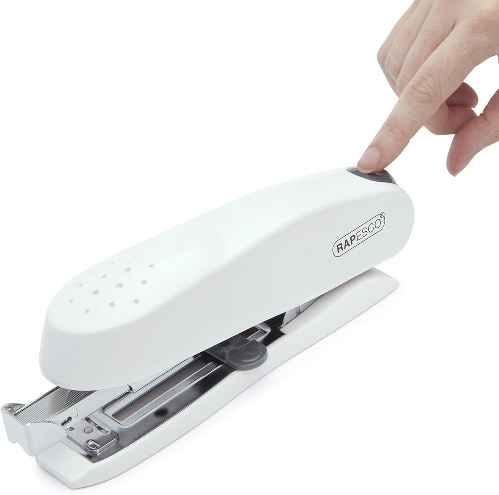 Rapesco 1390 ECO Spinna Front Loading Stapler, 50 Sheet Capacity, Soft White