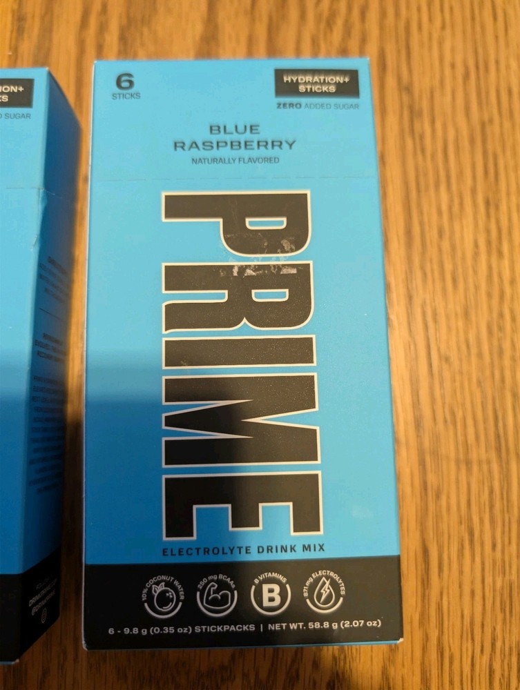 3 Boxes Prime Hydration Drink Mix -6 Stick Packets Per Box Blue Raspberry