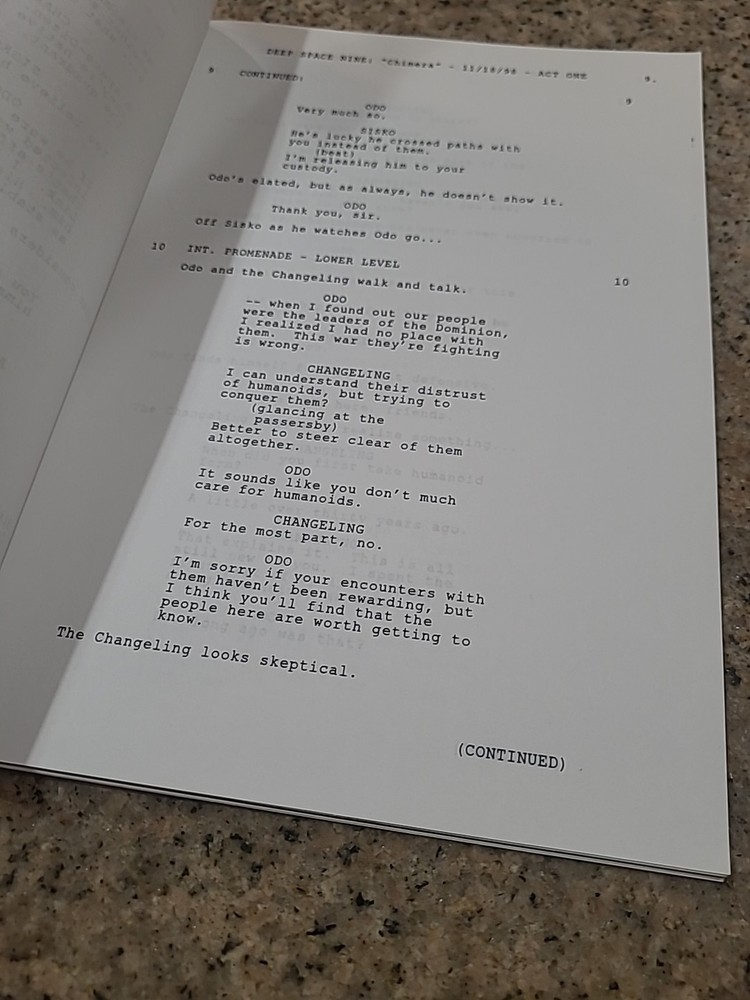 Star Trek Deep Space Nine Original Final Draft Script -'Chimera' used on Set DS9