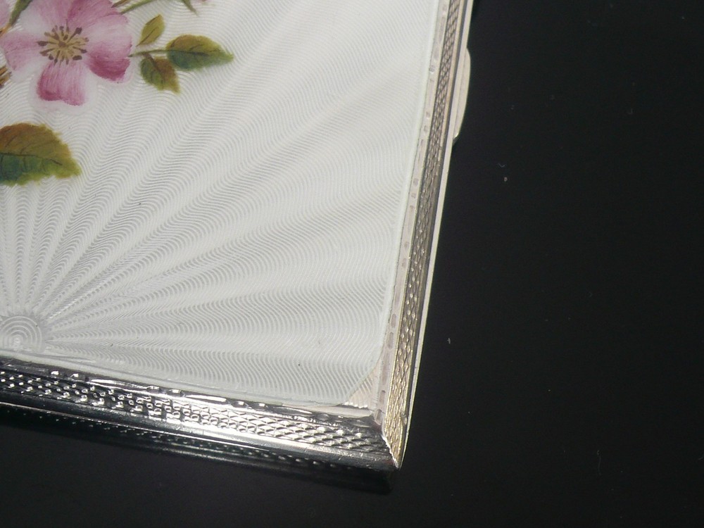 Sterling Silver Enamel Cigarette Case, Birmingham 1944, Bert Gordon