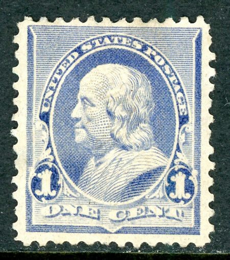 US Scott  #219 1890 1¢ Franklin Mint OG  LH Tiny Thin