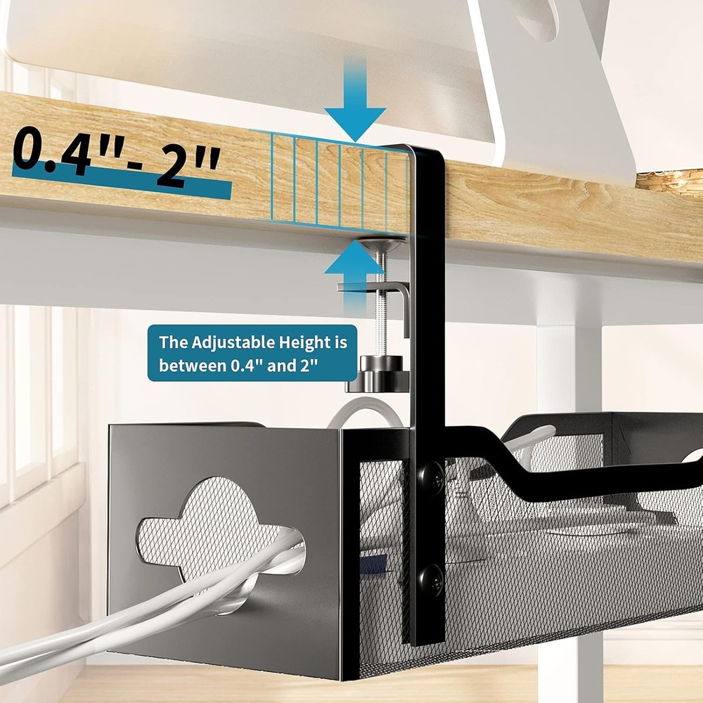 Under Desk Cable Management Tray Clamp Mount Wire Organizer