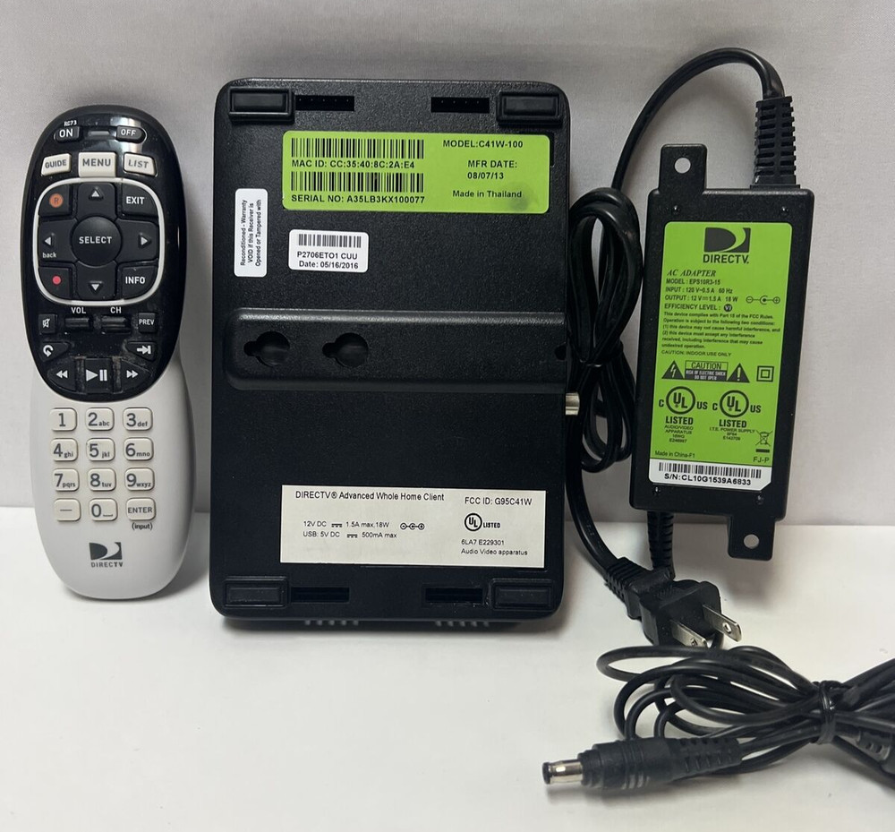 DIRECTV Advanced Whole Home Client with RF Remote C41W-100 Power Cord  Tested!