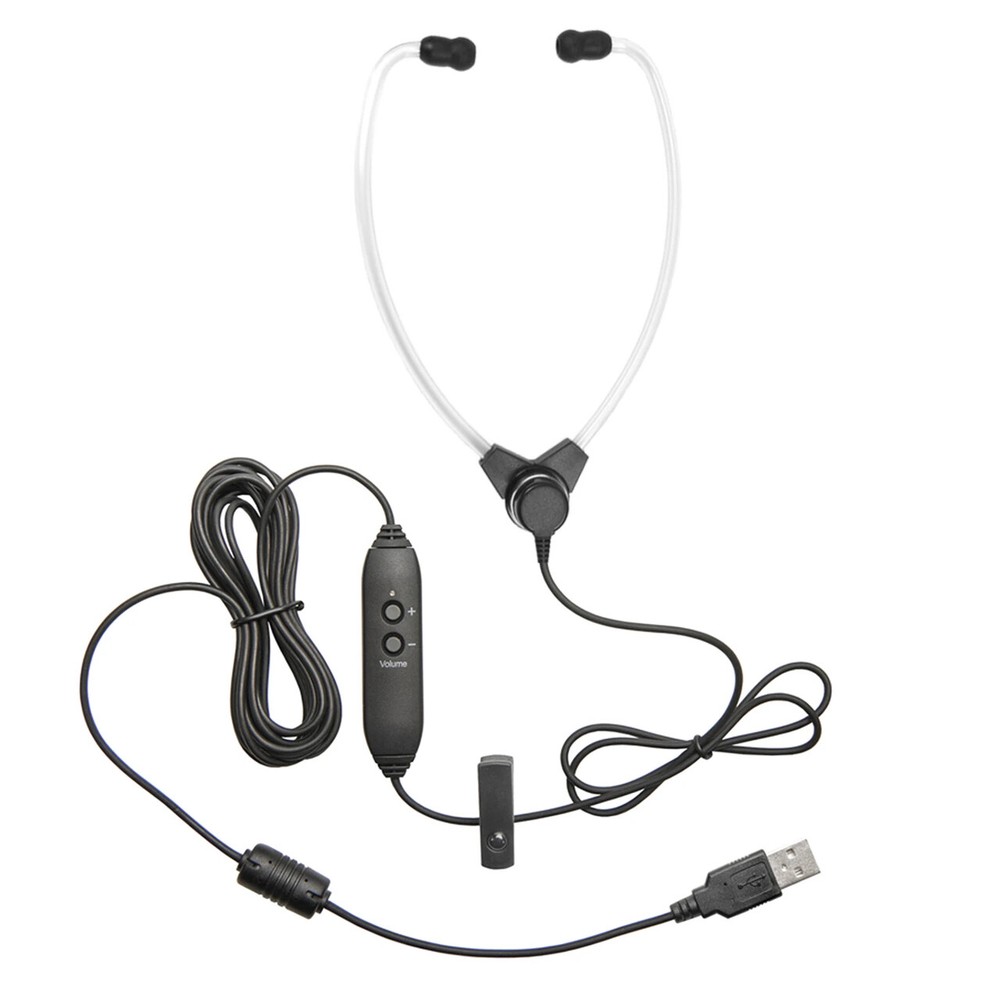ECS Stetho Style Transcription Headset With Soft Antimicrobial Eartips