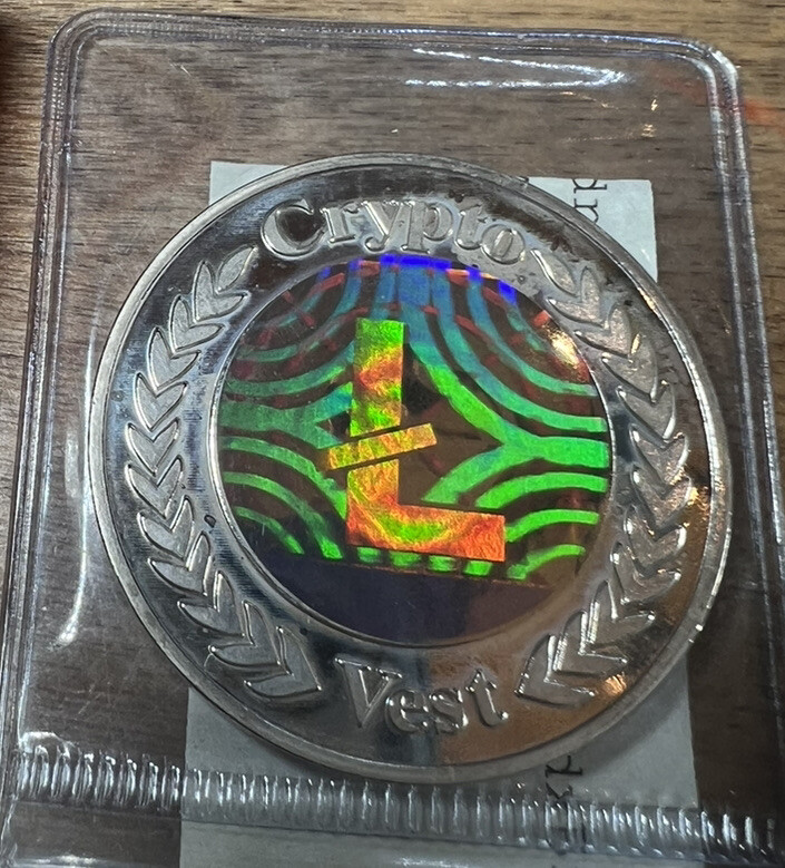 CRYPTO VEST PHYSICAL LITECOIN FIRST EDITION Original GEM CHOICE Unfunded SILVER