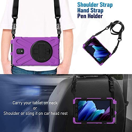 Samsung Galaxy Tab Active3/Active5 8.0 Case, with 360 Stand, Handle Purple