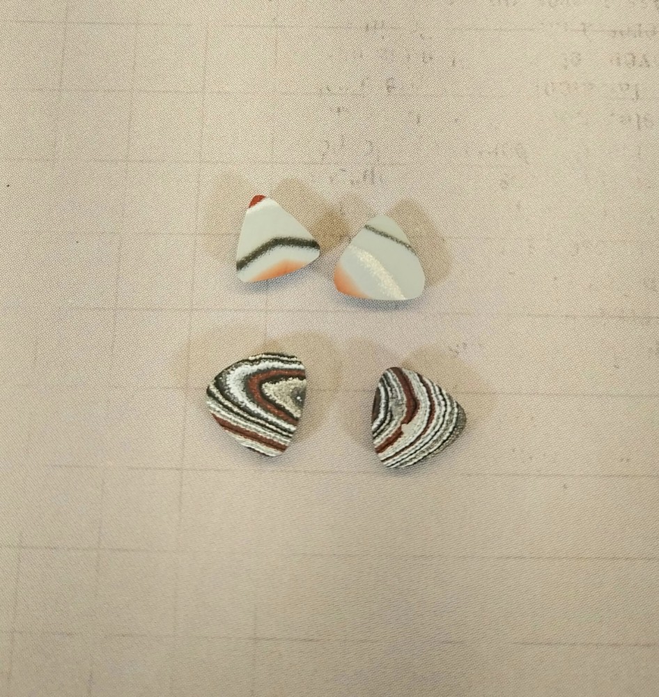 Fordite Cabochons, VERY TINY triangles, Happy Agate Studio, EB107