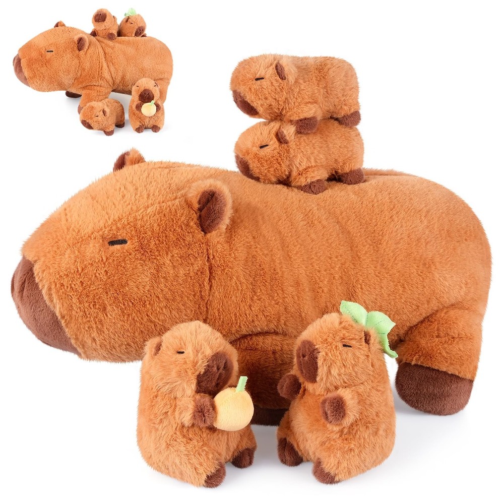 5-in-1 Capybara Stuffed Animals with Babies Inside, 5Pcs Set Capybara Plush w...