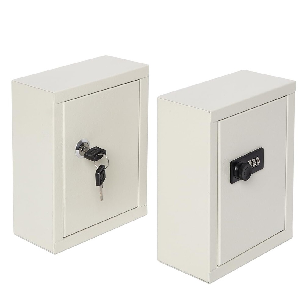 Security Metal Key Box with 20 Hooks, Medium Adjustable Wall Mount Combinatio...