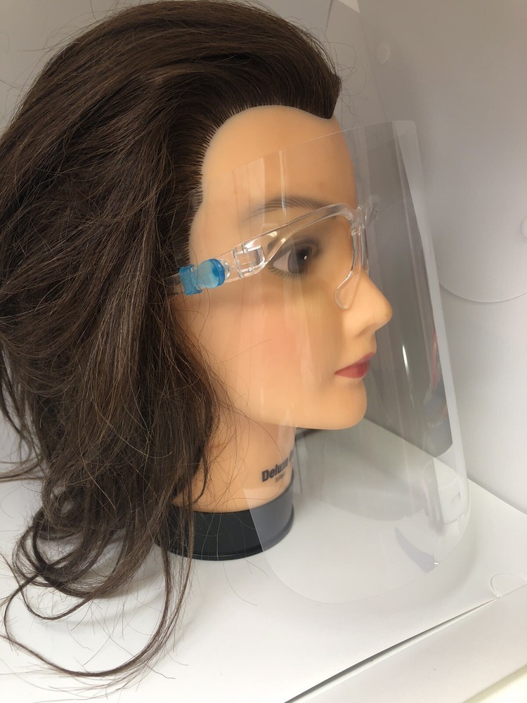 Full face clear protective shield with glasses, non-fog, reusable