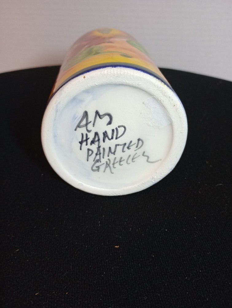 hand painted Grease vase AM Small 7 "