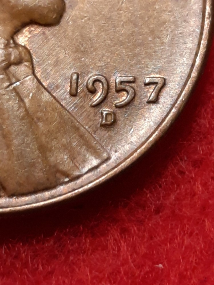 1957 D/D RPM Error Lincoln wheat cent#79