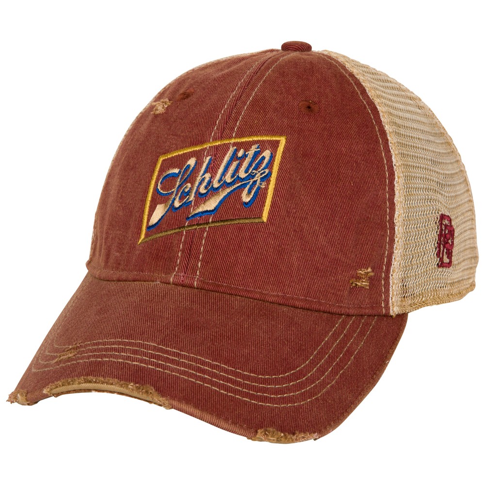 Schlitz Embroidered Patch Adjustable Hat Red