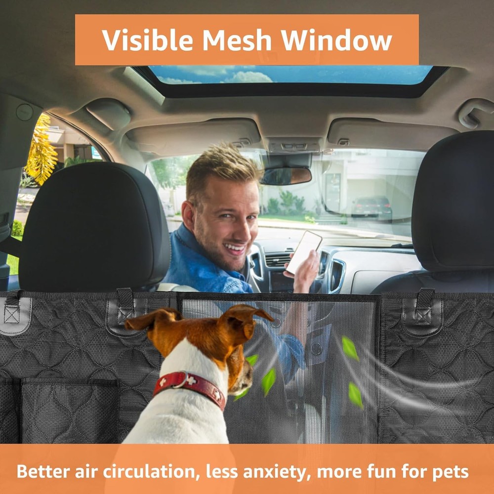 SUV Cargo Liner for Dogs with Mesh Window, Waterproof Pet Cargo...