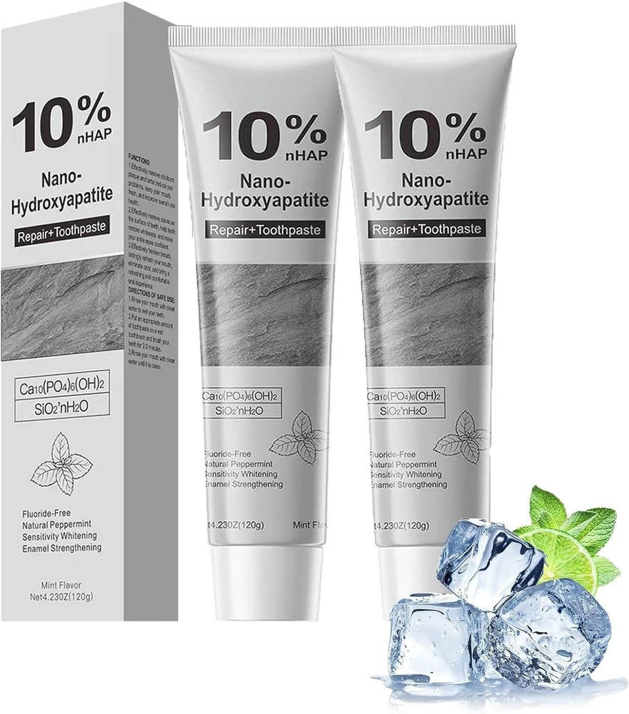 2Pcs 10% Hydroxyapatite Toothpaste,Nano-Hydroxyapatite Toothpaste 4.23 oz