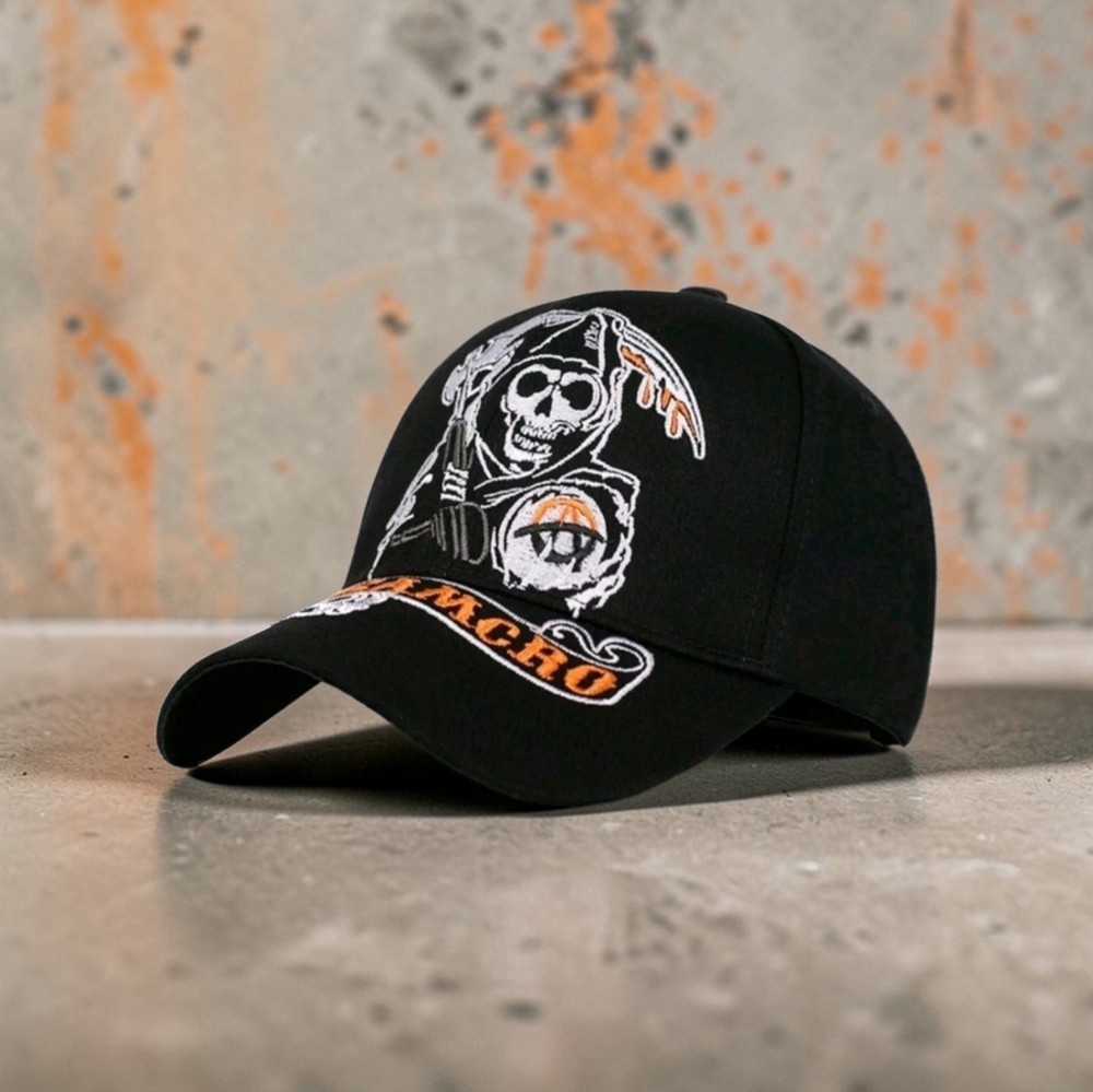 SAMCRO SONS OF ANARCHY EMBROIDERED BIKER ADJUSTABLE BASEBALL CAP HAT